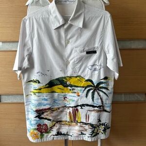 Prada SS18 Beach Print Camp Collar Shirt M